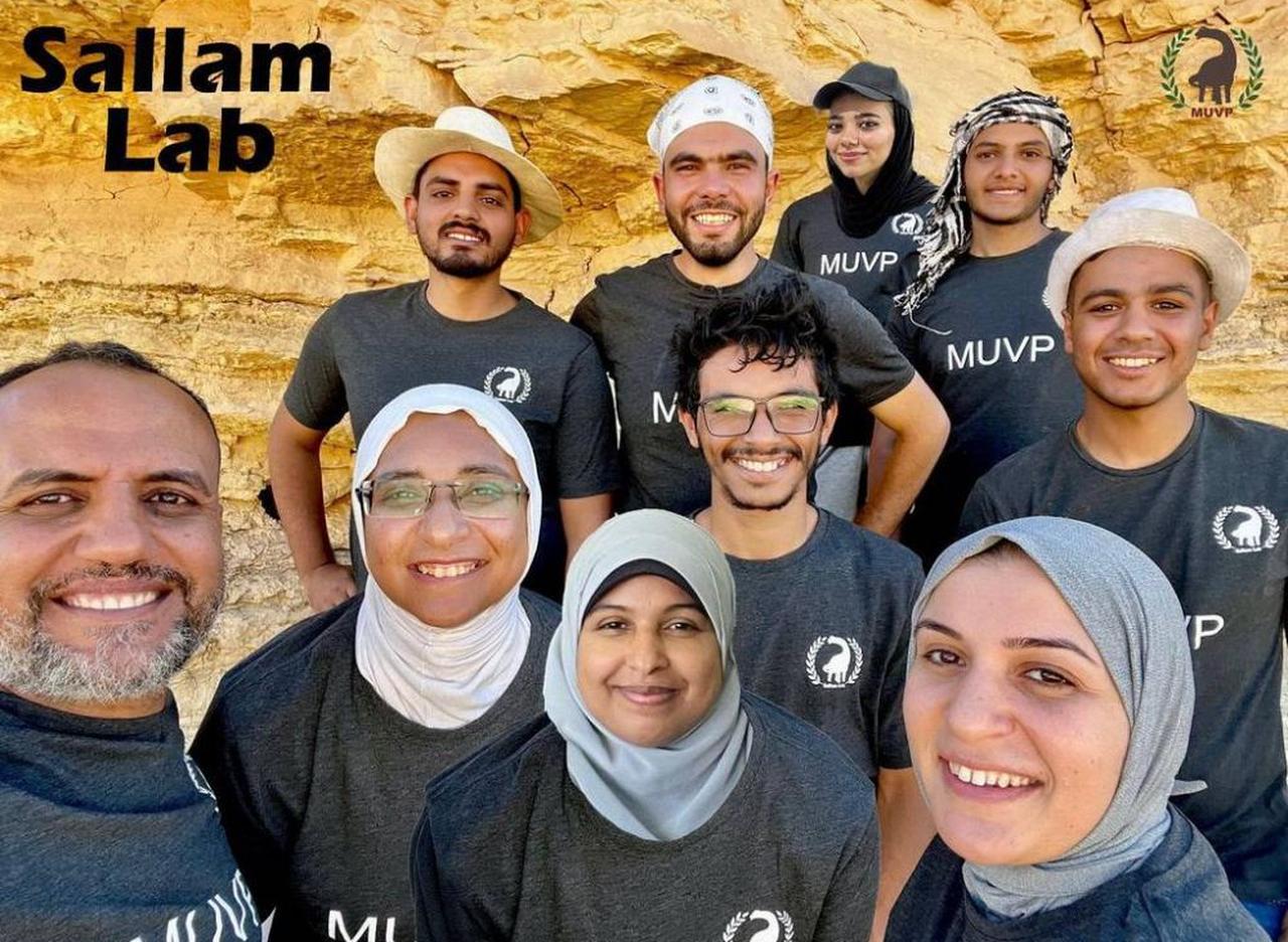 The team from the Mansoura University Vertebrate Paleontology Center (MUVP) discovered a new species of crocodile dating back to the age of dinosaurs in Egypt’s Western Desert on October 27, 2025. (Photo via Mansoura University Vertebrate Paleontology Center)