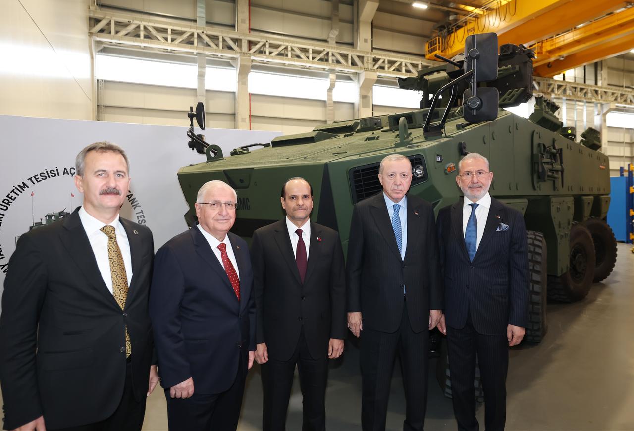 President Erdogan at the Ceremony for the Opening of BMC Ankara Tank and New Generation Armored Vehicles Production Facility and the First Delivery of New Altay Tanks at Kahramankazan district of Ankara, Türkiye, Oct. 28, 2025. (Photo via Turkish Presidency/Murat Cetinmuhurdar)