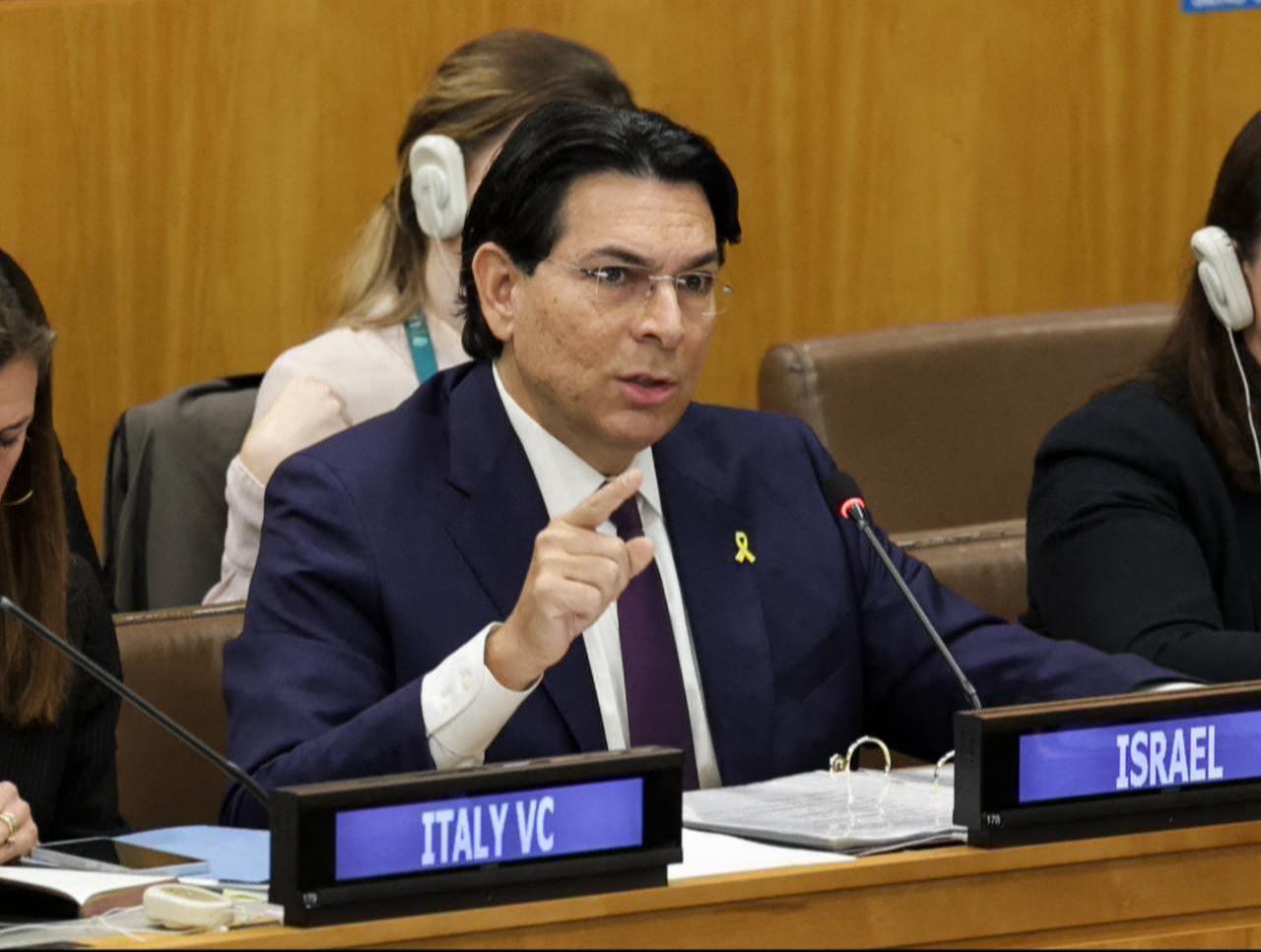 Israel Ambassador to The United Nations Danny Danon addresses the committee after United Nations Special Rapporteur on the Occupied Palestinian Territories ,United Nations Headquarters in New York, on October 28, 2025 .( AFP Photo)