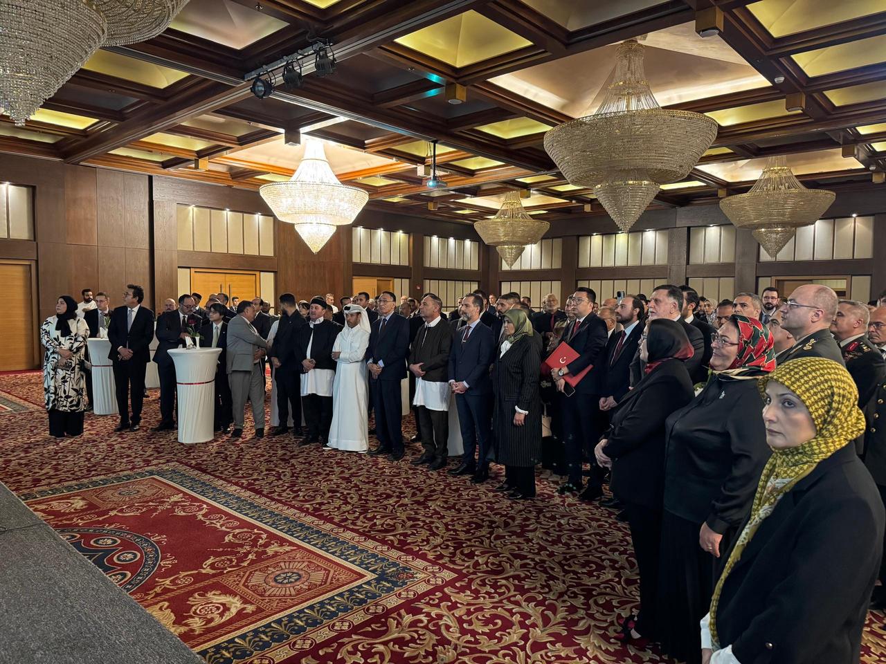 Guests attend a reception hosted by Türkiye’s Embassy in Tripoli to celebrate the 102nd anniversary of the Republic of Türkiye, Oct. 28, 2025. (AA Photo)