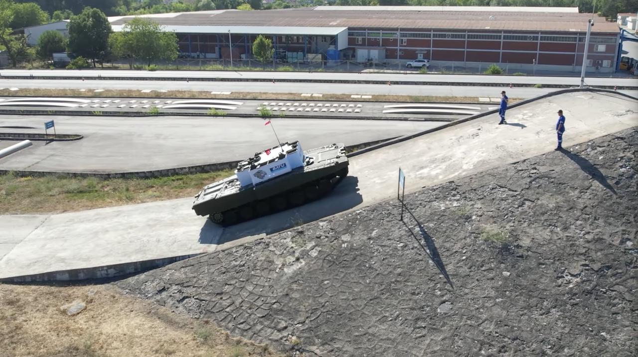 An Altay main battle tank during tests with BATU Power Pack, designed by BMC Power at an undated time and location. (AA Photo)