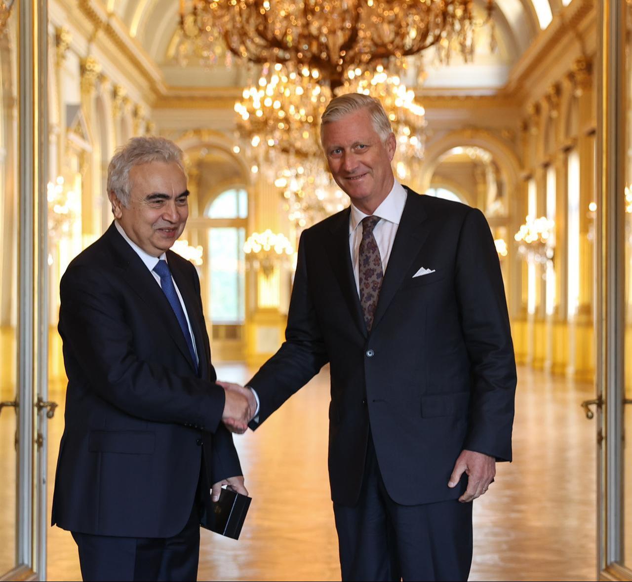 Fatih Birol, the Executive Director of the International Energy Agency (IEA), and King Philippe of Belgium were pictured during a ceremony in Brussels on Oct. 1. (X/@MonarchieBe)