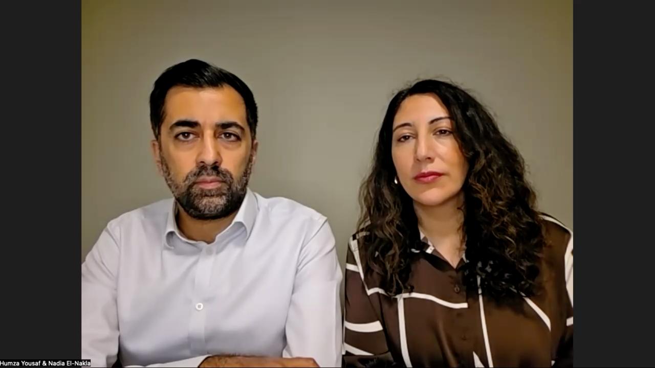 Humza Yousaf and Nadia El-Nakla speaking with Türkiye Today on October 2, 2025. (Photo via Türkiye Today)