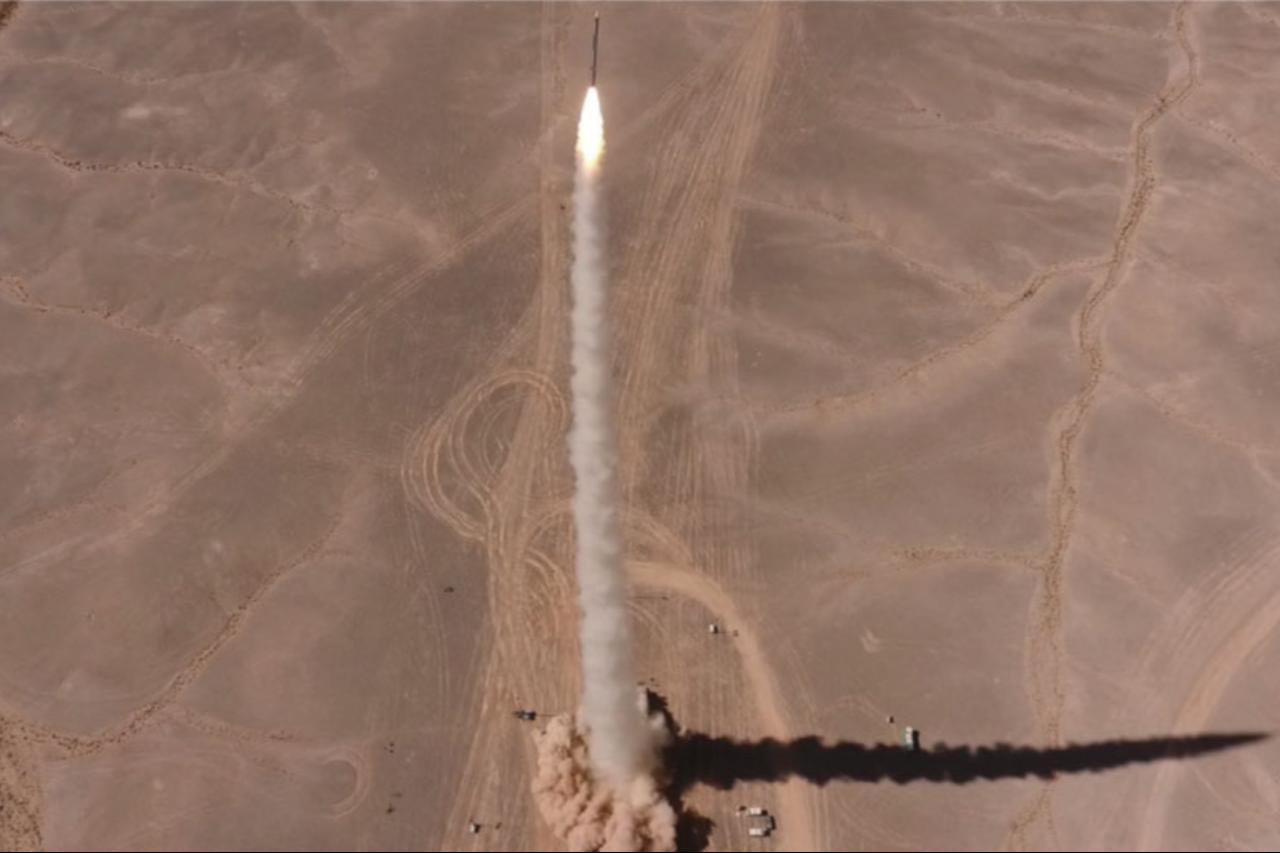 The photo shows a missile that was launched from Israels Barak MX air defense systems at an undated time and location. (Photo via IAI)