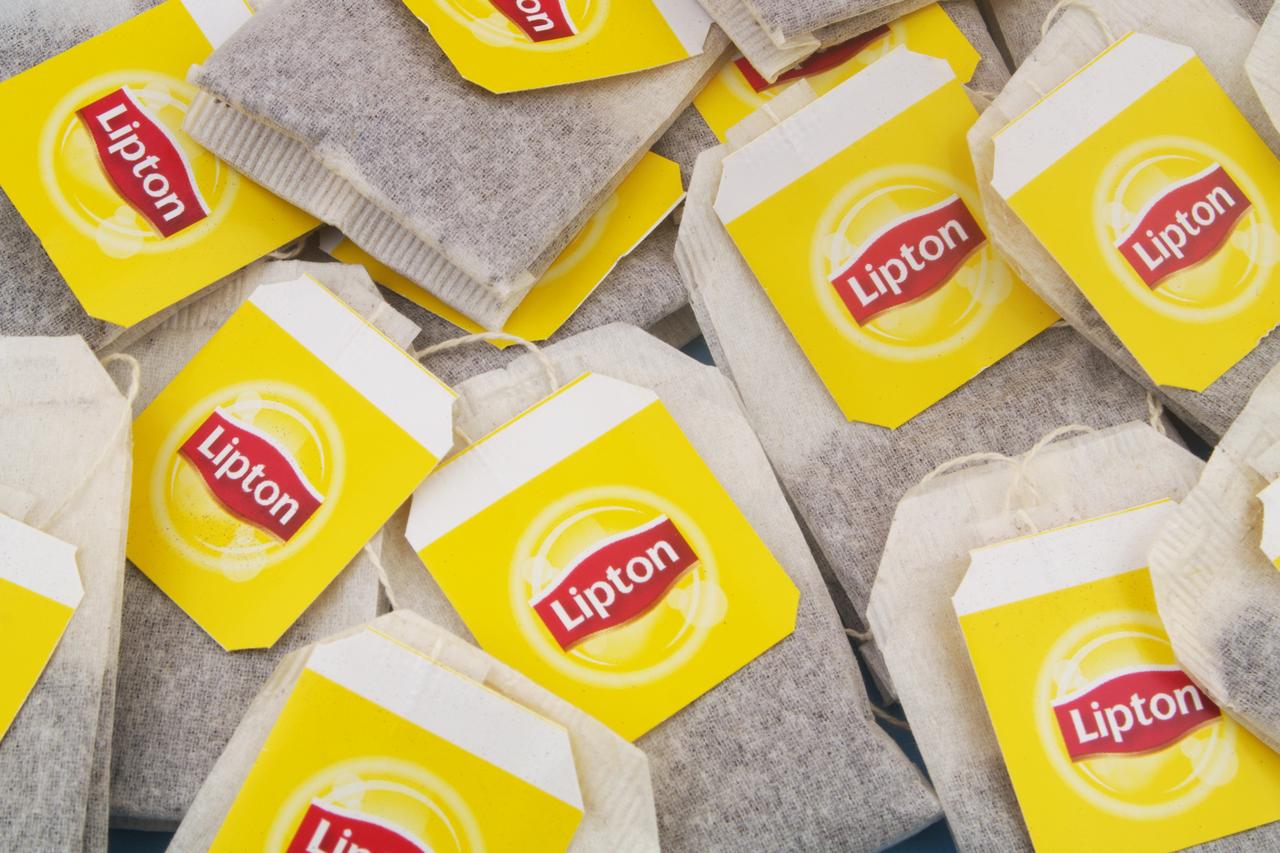 Lipton tea bags as background. Lipton tea is one of the famous brands in the tea industry in Ho Chi Minh City, Vietnam, June 8, 2022. (Adobe Stock Photo)