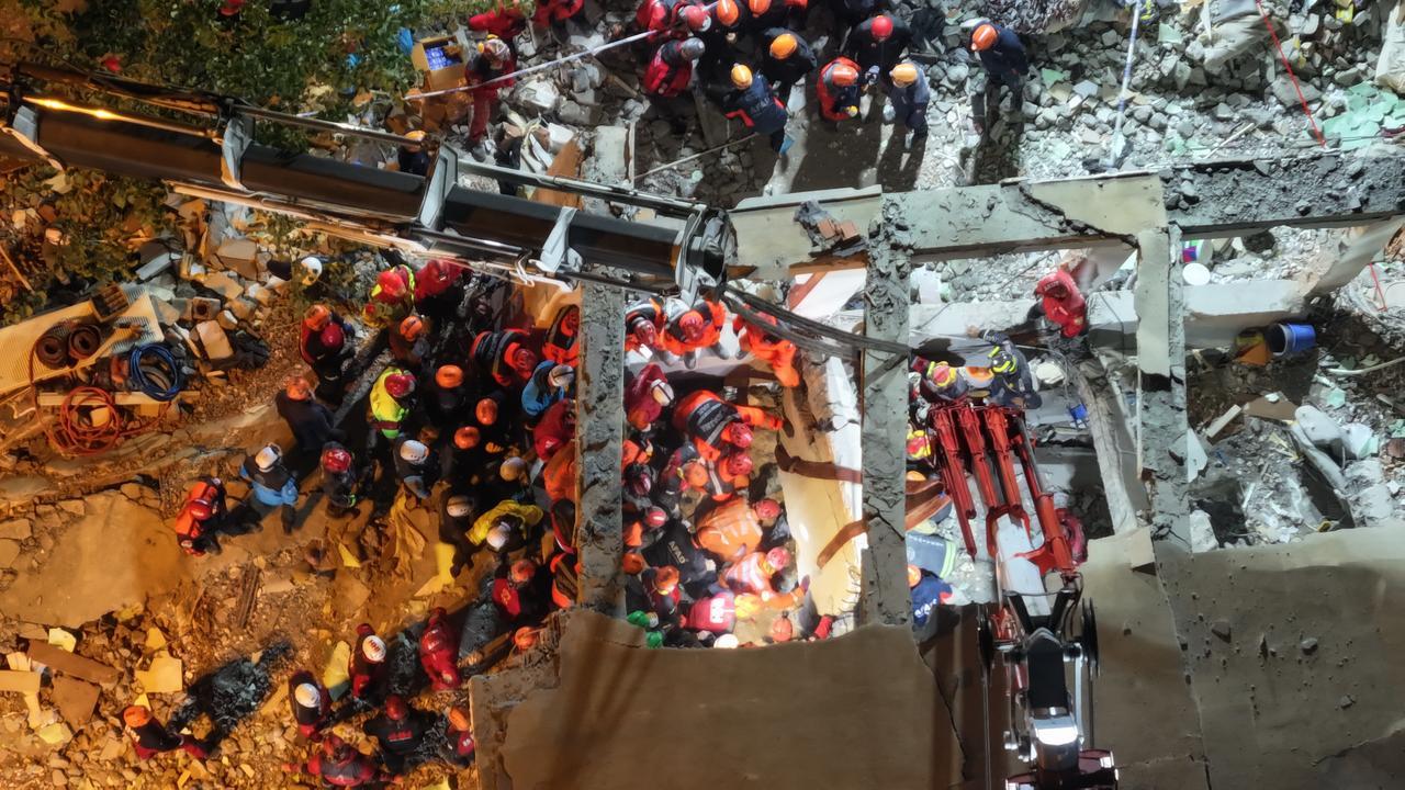 An aerial view of the site of the collapsed building in the Gebze district of Kocaeli, Türkiye, on October 29, 2025. (AA Photo)