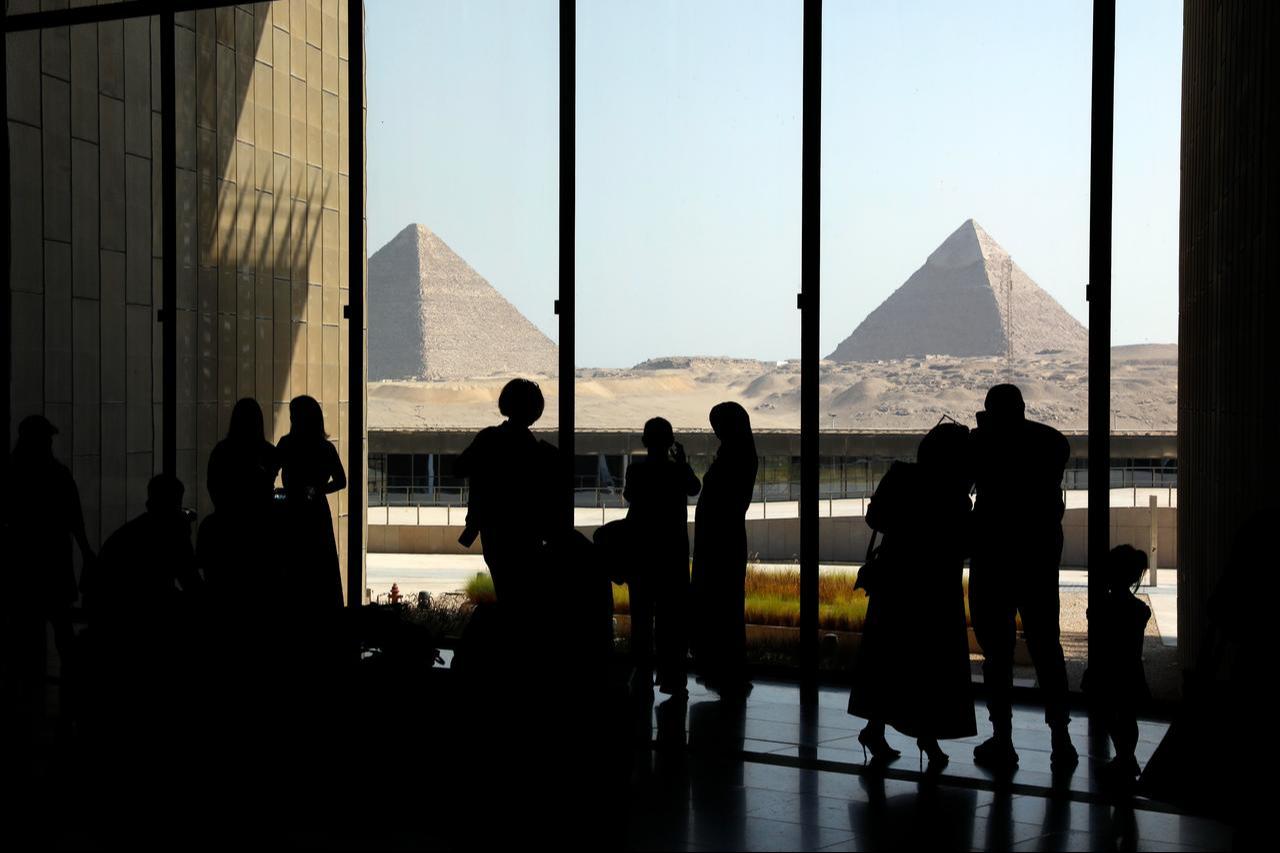 Tourists visit the Grand Egyptian Museum during its soft opening, while the official grand opening is scheduled for November 1. The museum, located near the Pyramids of Giza in Giza, Egypt, was photographed on Oct. 14, 2025. (AA Photo)