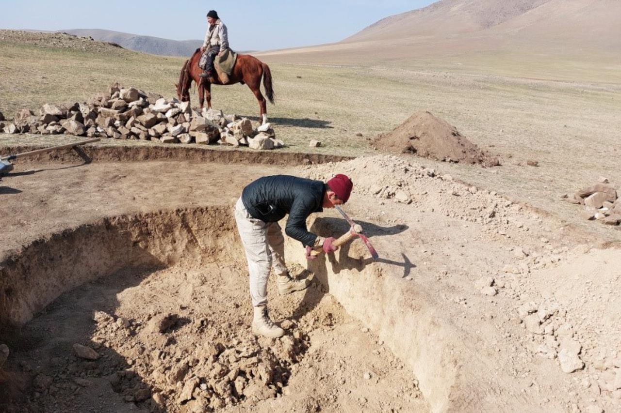Ancient stone depicting woman unearthed in Kyrgyzstan sheds light on early Turkic era