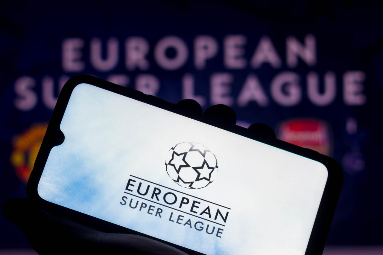 The European Super League logo displayed on a smartphone, April 20, 2021. (Adobe Stock Photo)