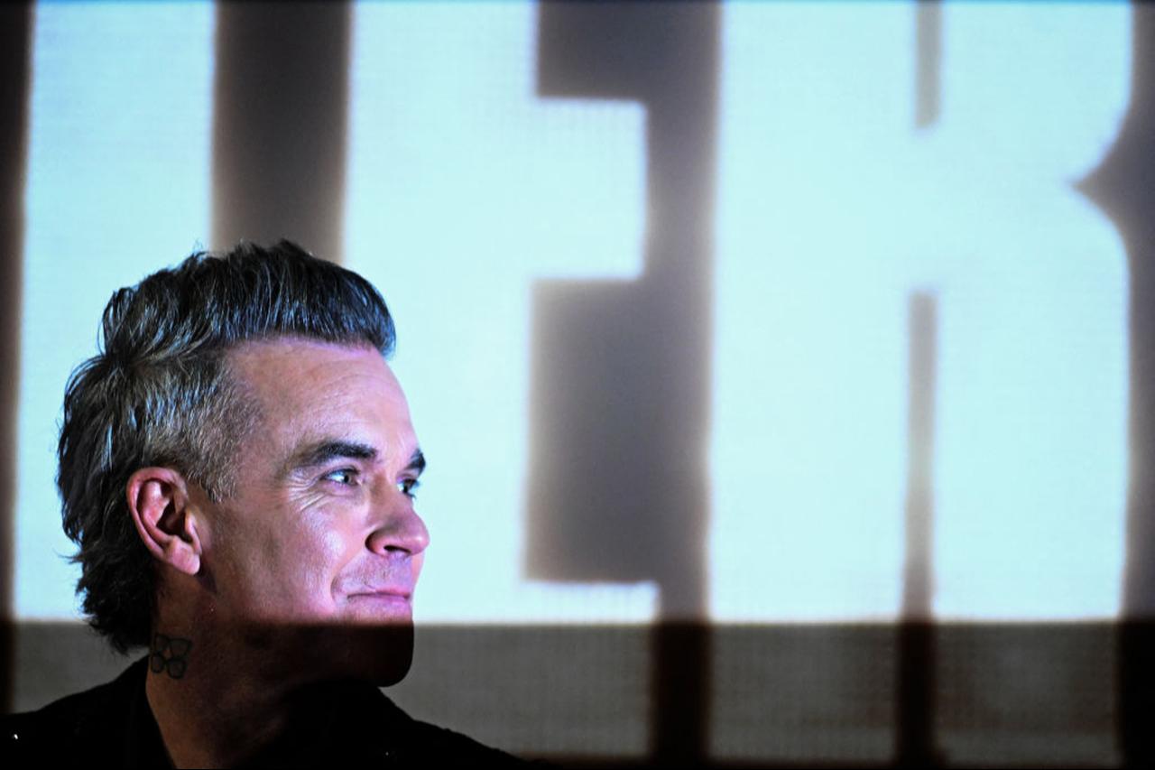 British singer Robbie Williams poses during a photocall ahead of the premiere of movie "Better man" at the Auditorium Parco della Musica, in Rome, on December 6, 2024. (AFP Photo)