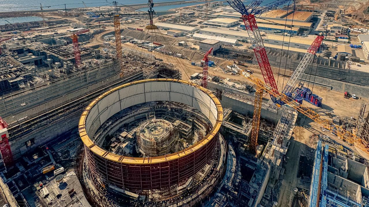 Aerial view of construction work on the first reactor unit at the Akkuyu Nuclear Power Plant in Mersin, Türkiye, on March 11, 2025. (AA Photo)
