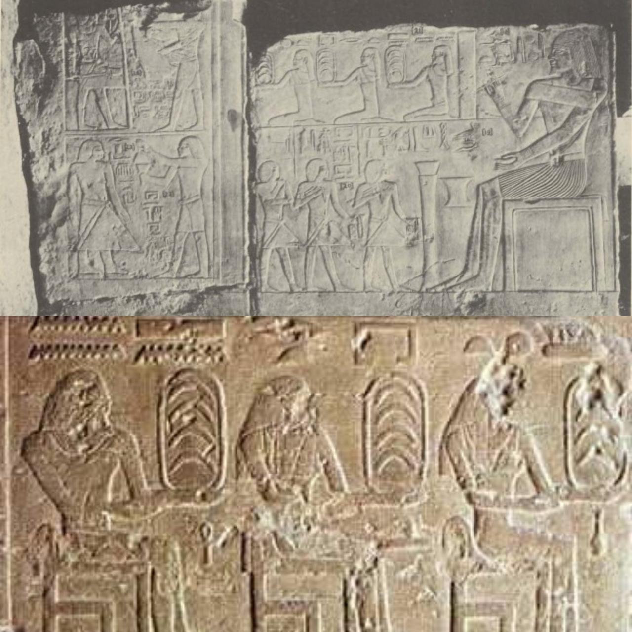 Saqqara'daki Khenti-ka mezarından çalınan “üç bölüm” fotoğrafının fotoğrafı, ünlü Mereruka rahatlamasına benziyor-nadir ve paha biçilmez bir eser. (Facebook / @Ahmed Fathy üzerinden fotoğraf)