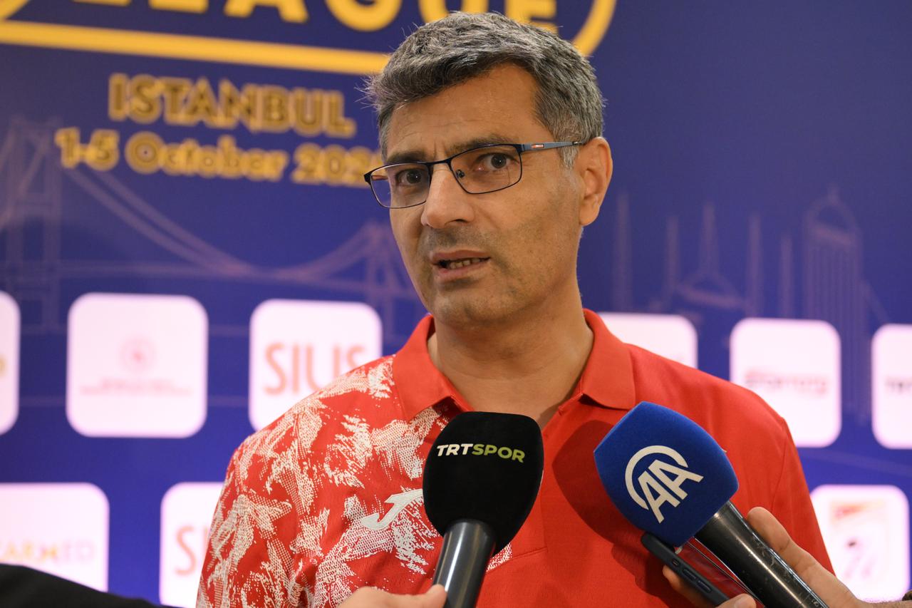 Türkiye’s veteran shooter Yusuf Dikec speaks to reporters after competing at the European Champions League of Air Weapons in Istanbul, Türkiye, October 4, 2025. (AA Photo)