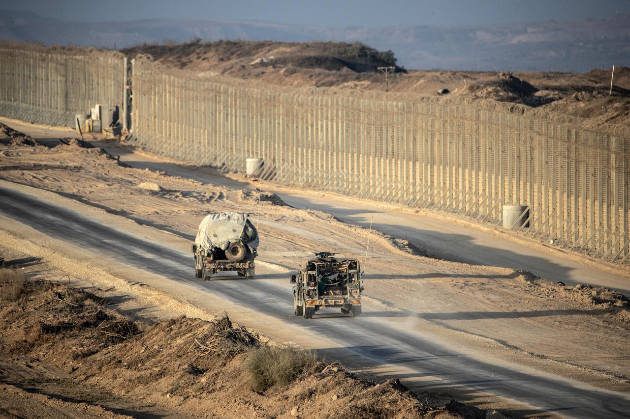 Israeli tanks and armored vehicles are seen during military mobility on the Gaza border in Israel on September 30, 2025. (AA Photo)