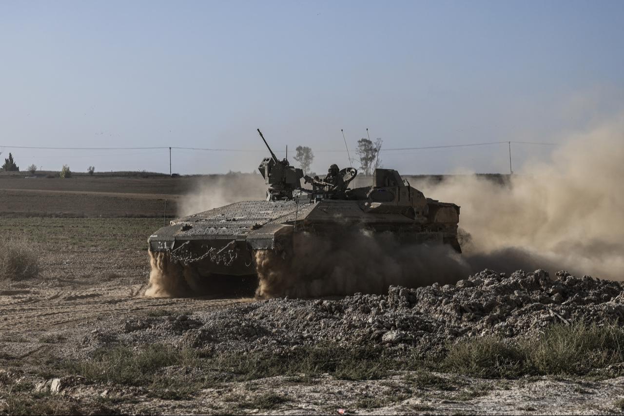 Israeli tanks and armored vehicles are seen from the Israel-Gaza border on September 21, 2025. (AA Photo)