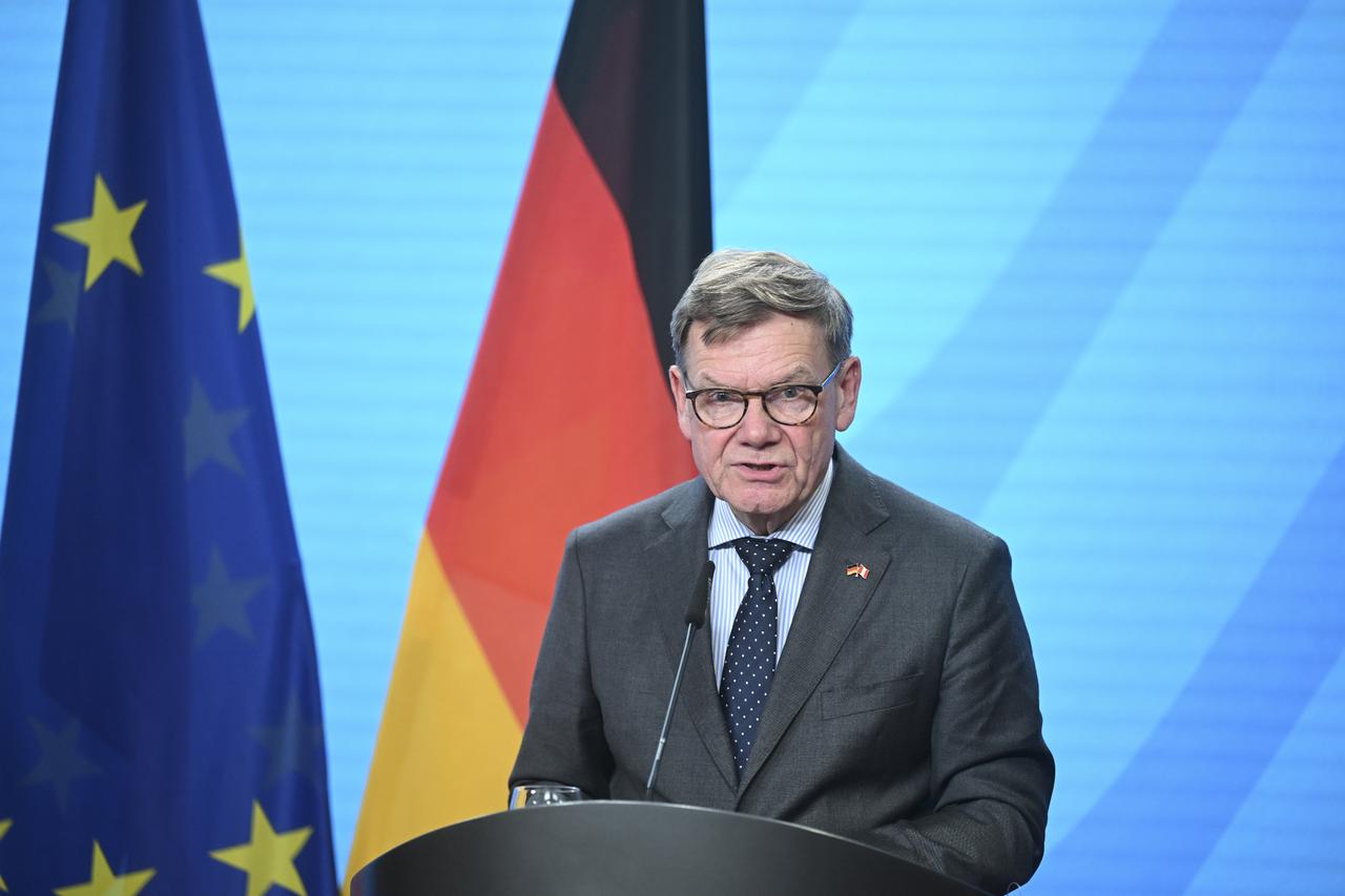 German Foreign Minister Johann Wadephul attends a press conference with Peruvian Foreign Minister Elmer Schialer Salcedo (not seen) at the Foreign Ministry in Berlin, Germany on Oct. 1, 2025. (AA Photo)