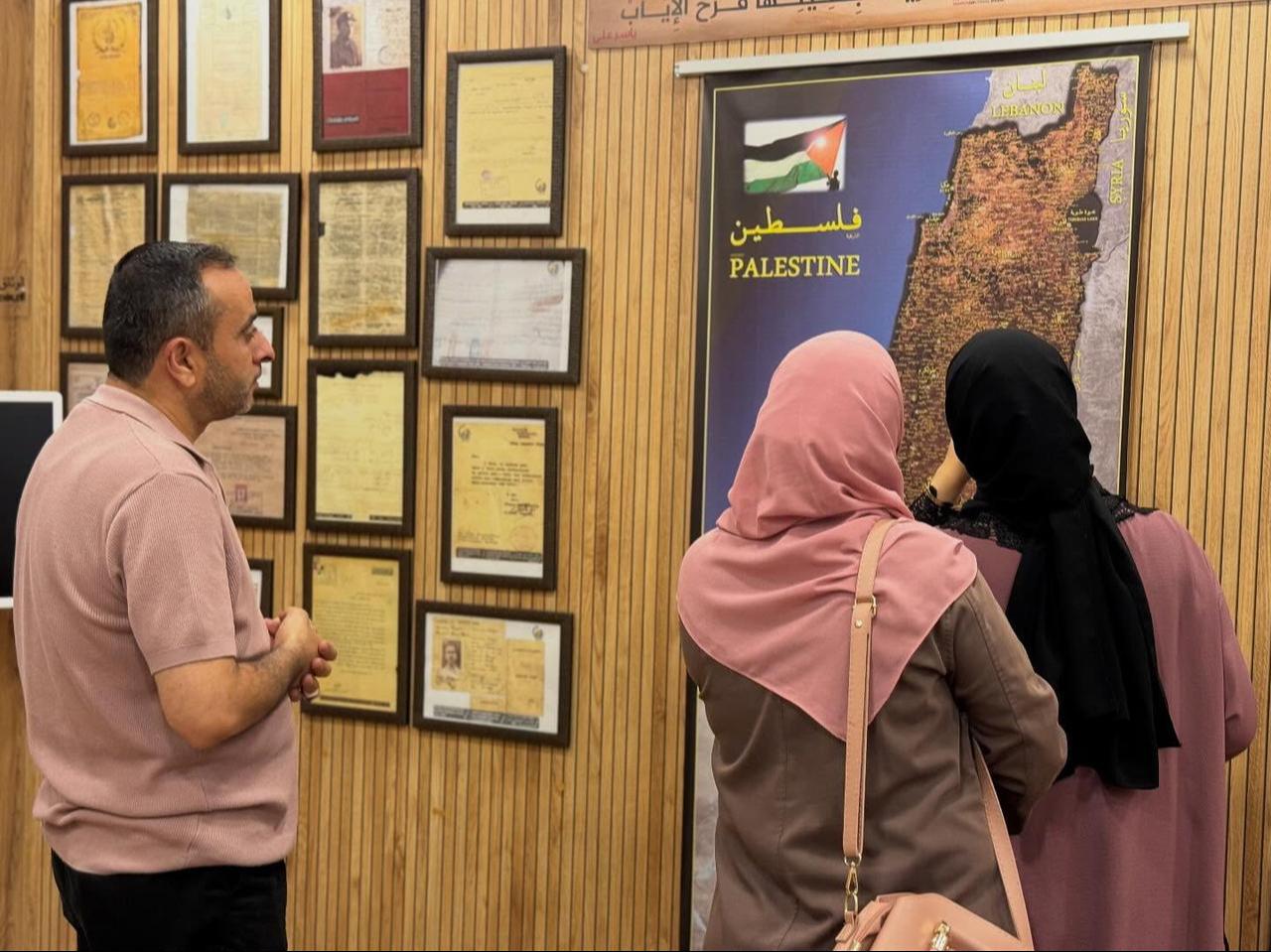 Visitors at the Palestine Museum in Istanbul examine a large map of Palestine. October 3, 2025. (Photo via the Palestine Museum in Istanbul)