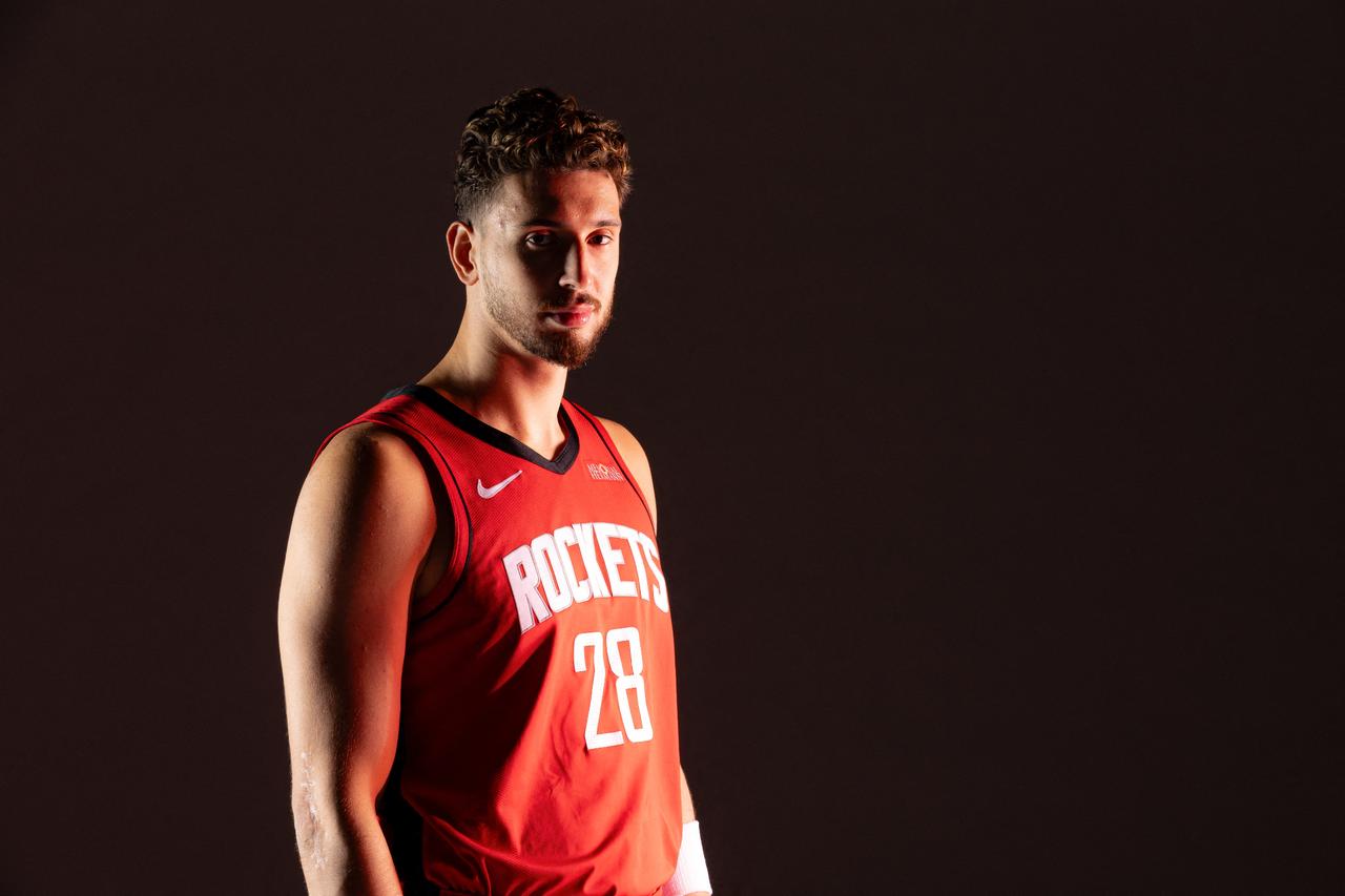 Alperen Sengun #28 of the Houston Rockets poses for a portrait during media day on Sept. 29, 2025 at the Toyota Center in Houston, Texas. (Photo by Logan Riely/NBAE/Getty Images/Getty Images via AFP)