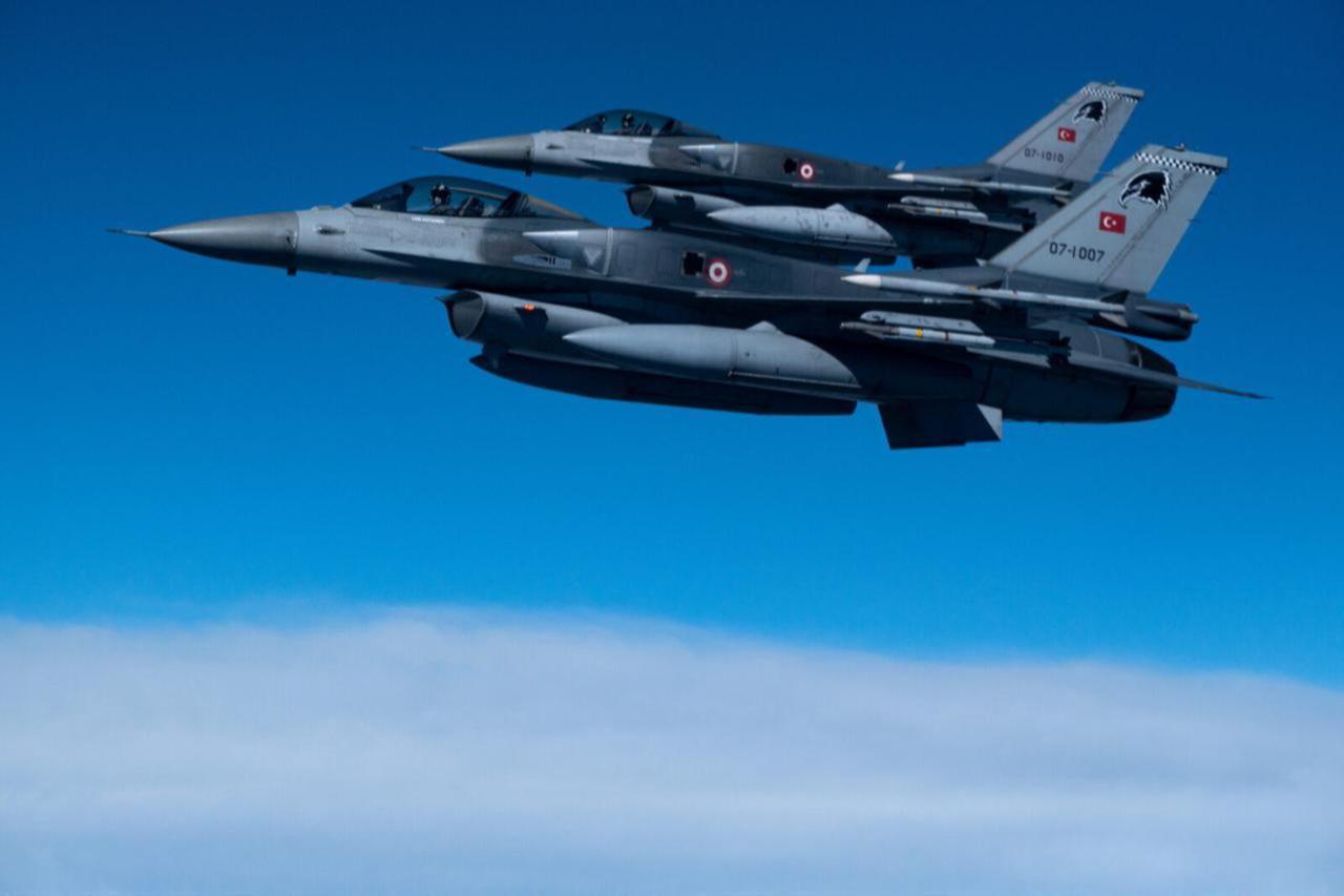 Two Turkish F-16 Fighting Falcons escorted the U.S. B-52 bomber through Turkish air space, accessed on Oct. 7, 2025. (U.S. Air Force Photo)