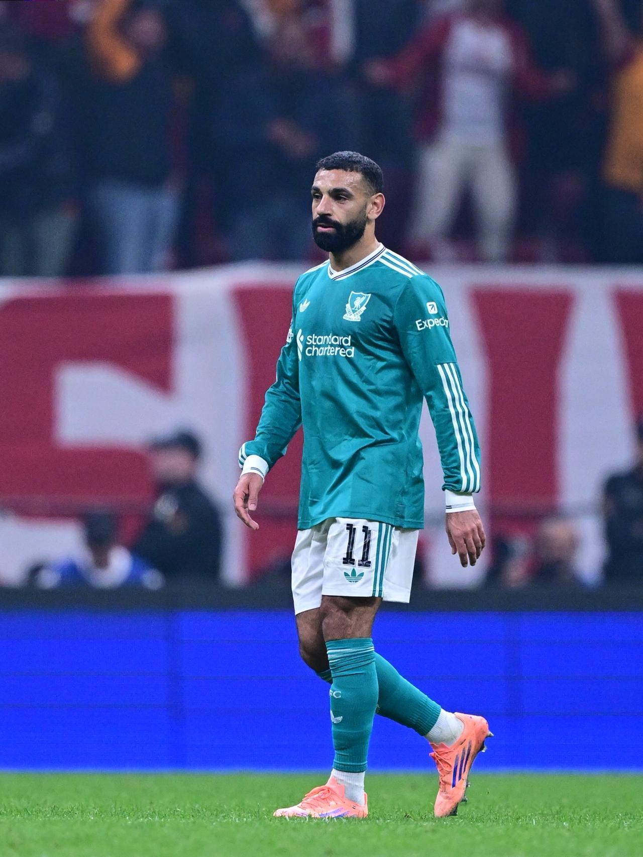 Liverpool'dan Mohamed Salah, UEFA Şampiyonlar Ligi 2. Hafta 2 maçında Galatasaray ve Istanbul, Türkiye'deki Rams Park'ta Liverpool arasındaki maçta görüldü, 30 Eylül 2025. (AA Photo)