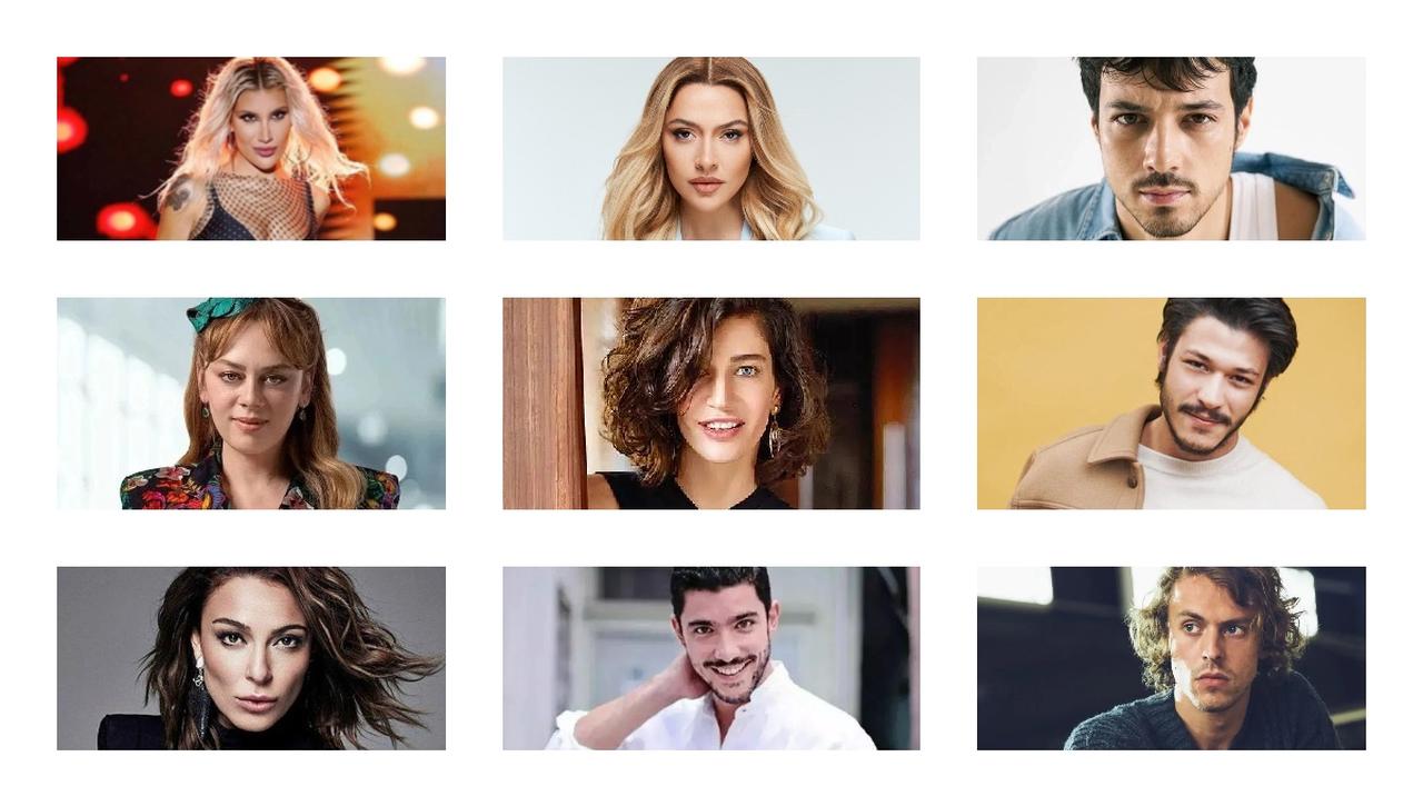A collage shows several of the Turkish singers, actors, and public figures named in the ongoing investigation into alleged drug use, October 8, 2025. (Photo via X/kisadalga)