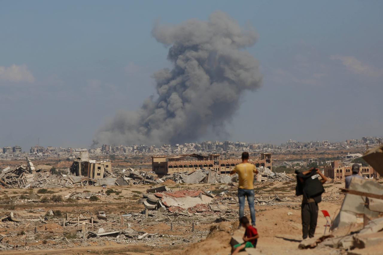 Smoke rises over destruction following the ongoing Israeli attacks on Gaza City, Gaza on Oct. 7, 2025. (AA Photo)