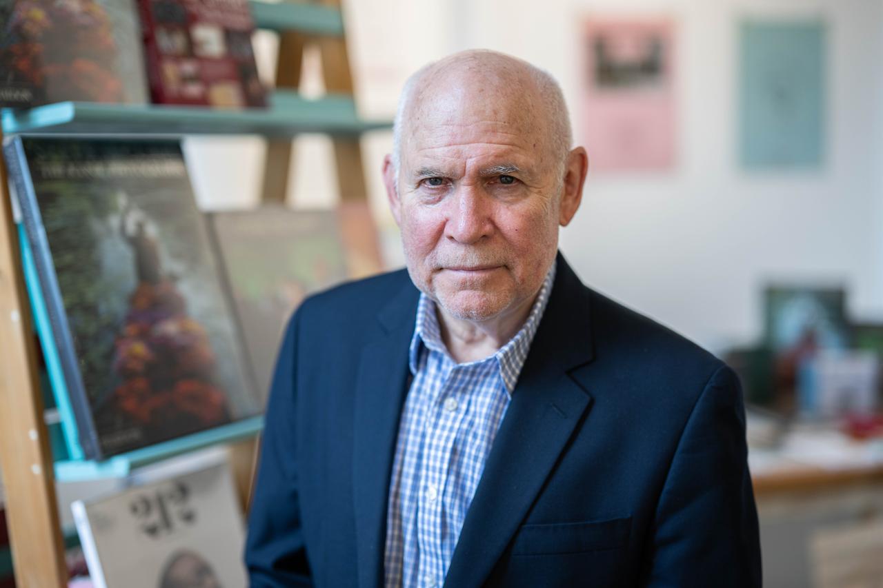 Famous photographer Steve McCurry speaks during an exclusive interview on his exhibition “The Haunted Eye”, whose world premiere in Istanbul is currently attracting photography enthusiasts in Istanbul, Türkiye, Sept. 28, 2025. (AA Photo)