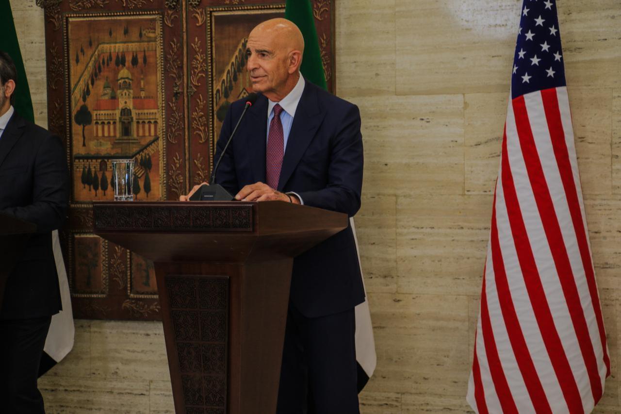 US Special Envoy for Syria, Tom Barrack, speaks during a joint press conference at the Tishreen Palace in Damascus, Syria, on Sept. 16, 2025. (AA Photo)