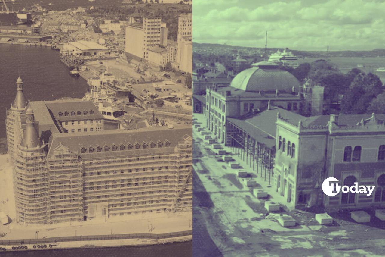 Haydarpasa (L) and Sirkeci (R) stations under restoration on Istanbul’s Asian and European shores, symbolizing the city’s cultural revival. (Photo collage by Türkiye Today team)