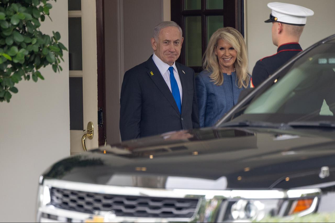 Israeli Prime Minister Benjamin Netanyahu, escorted by Monica Crowley, Chief of Protocol at the State Department, departs White House in Washington D.C, Sept. 29, 2025. (AA Photo)