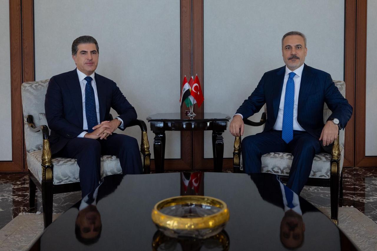 Dışişleri Bakanı Hakan Fidan, Irak Kürt Bölgesel Yönetimi Başkanı Neçirvan Barzani ile Ankara'da görüştü, 9 Ekim 2025. (Aa Fotoğraf)