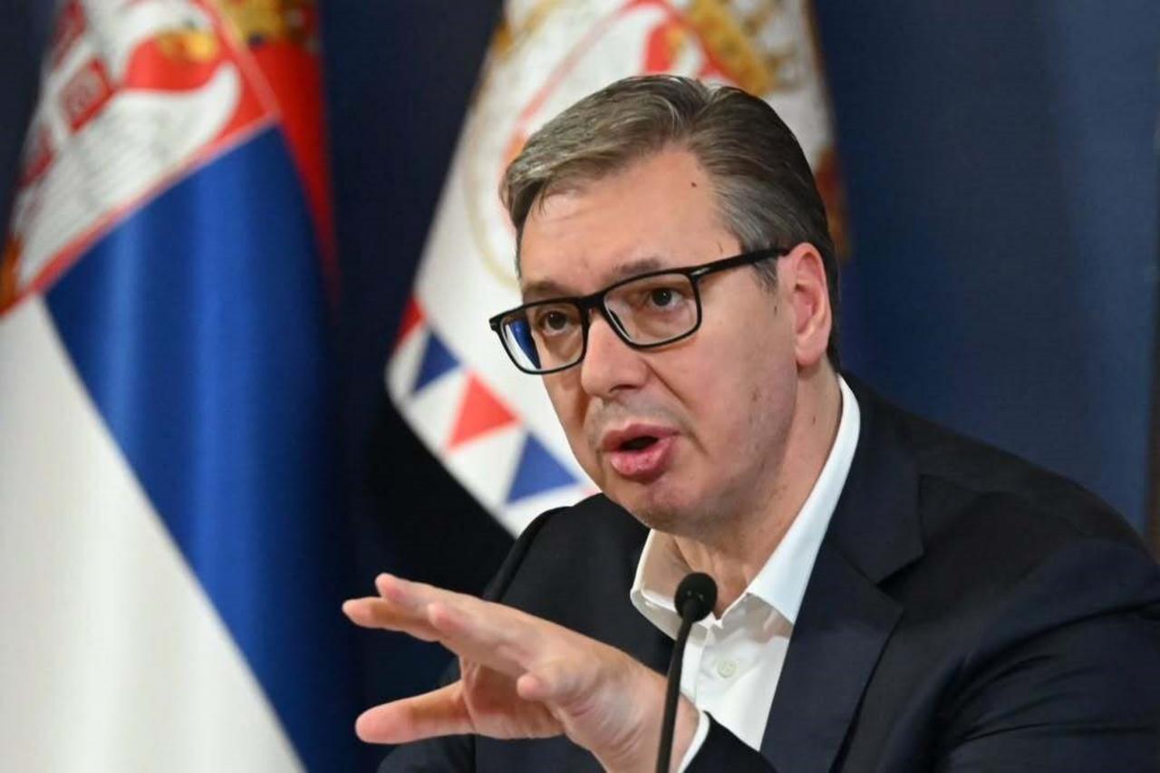 Serbian President Aleksandar Vucic speaks during an press conference in Belgrade, Serbia, October 9, 2025. (IHA Photo)
