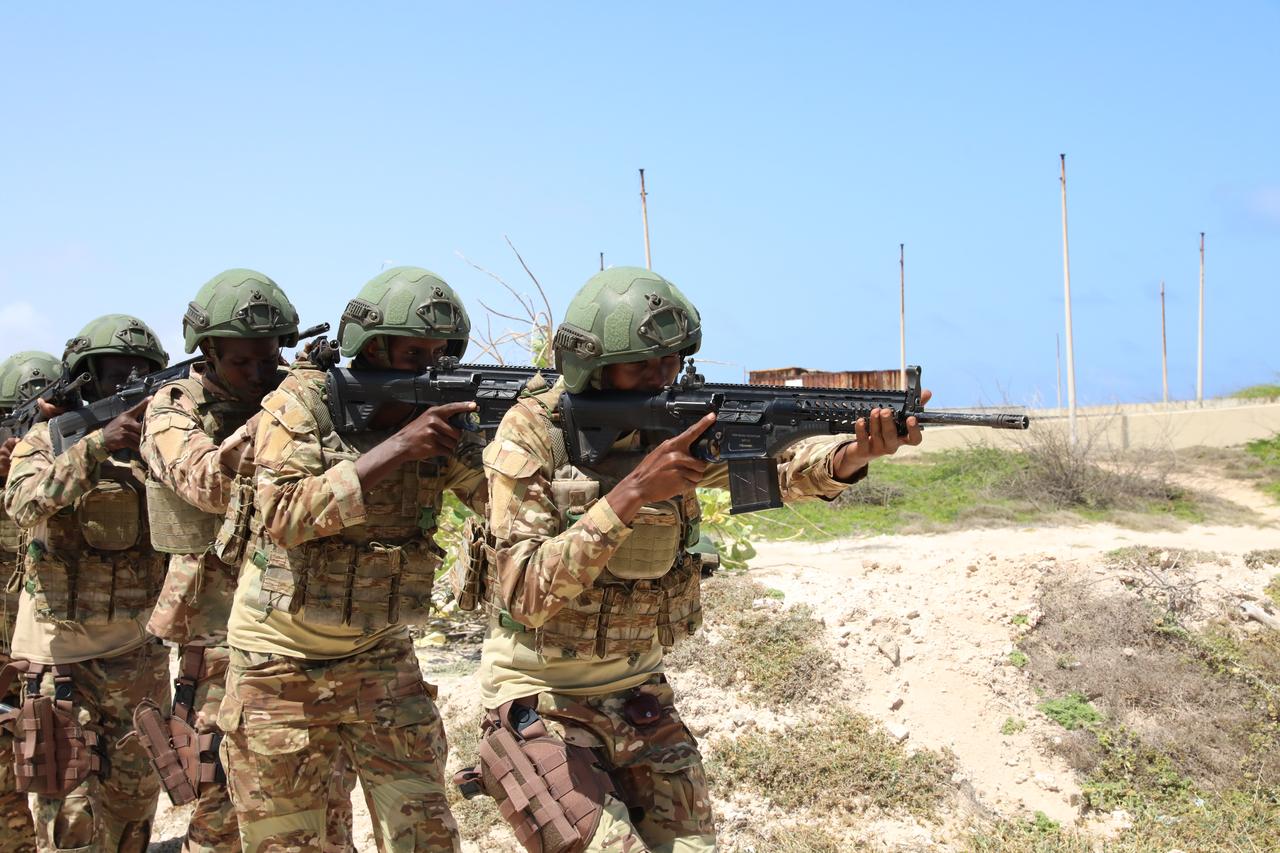 Somali soldiers are seen during military training at the TURKSOM Military Training Base in Mogadishu, Somalia, on August 25, 2025. (AA Photo)