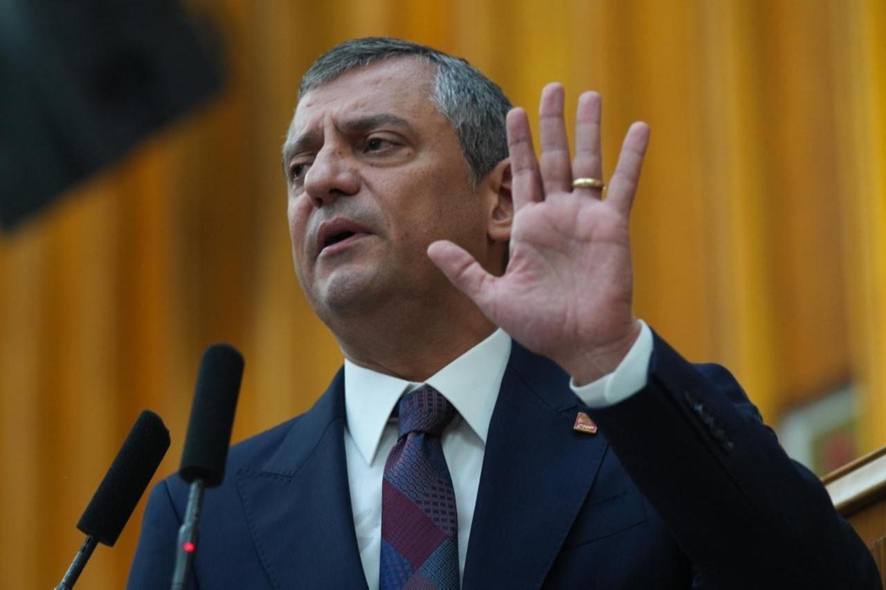 Leader of the Republican Peoples Party (CHP) Ozgur Ozel speaks during his partys group meeting at the Turkish Grand National Assembly in Ankara, Türkiye, April 22, 2025. (AA Photo)