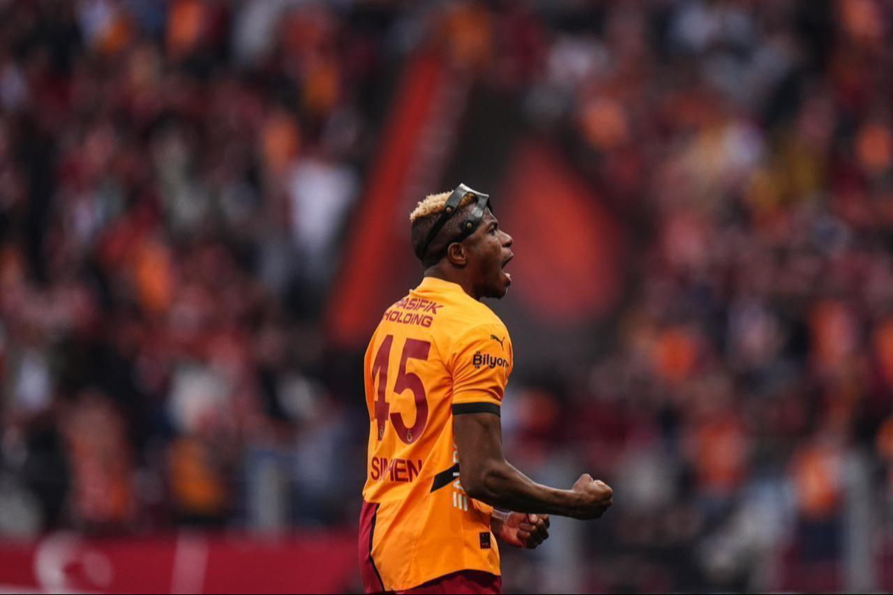 Galatasarays Victor Osimhen celebrates after scoring a goal during the Turkish Super Lig week 34 match between Galatasaray and Net Global Sivasspor at RAMS Park in Istanbul, Türkiye, May 3, 2025. (AA Photo)
