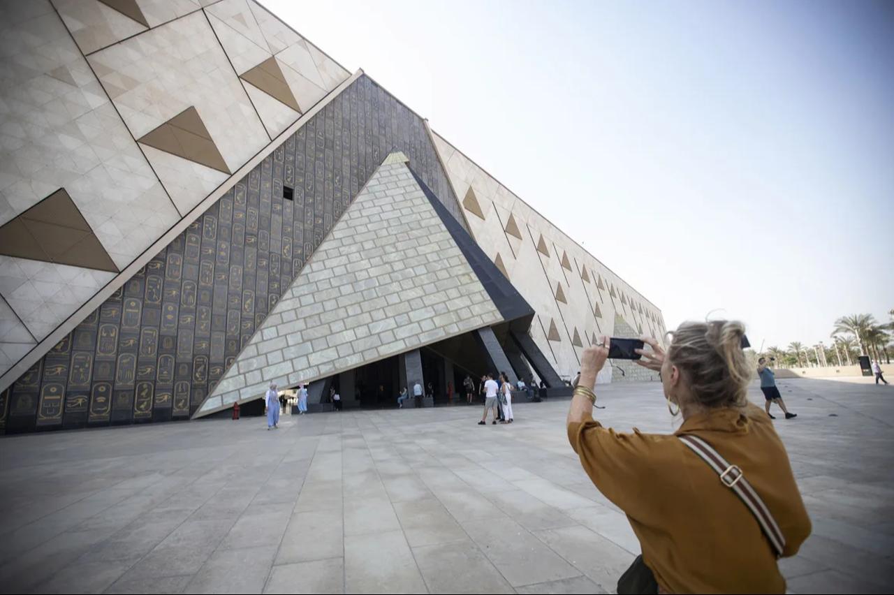 The entrance to the Grand Egyptian Museum, Cairo, Egypt. (Photo via Gehad Hamdy/CNN)