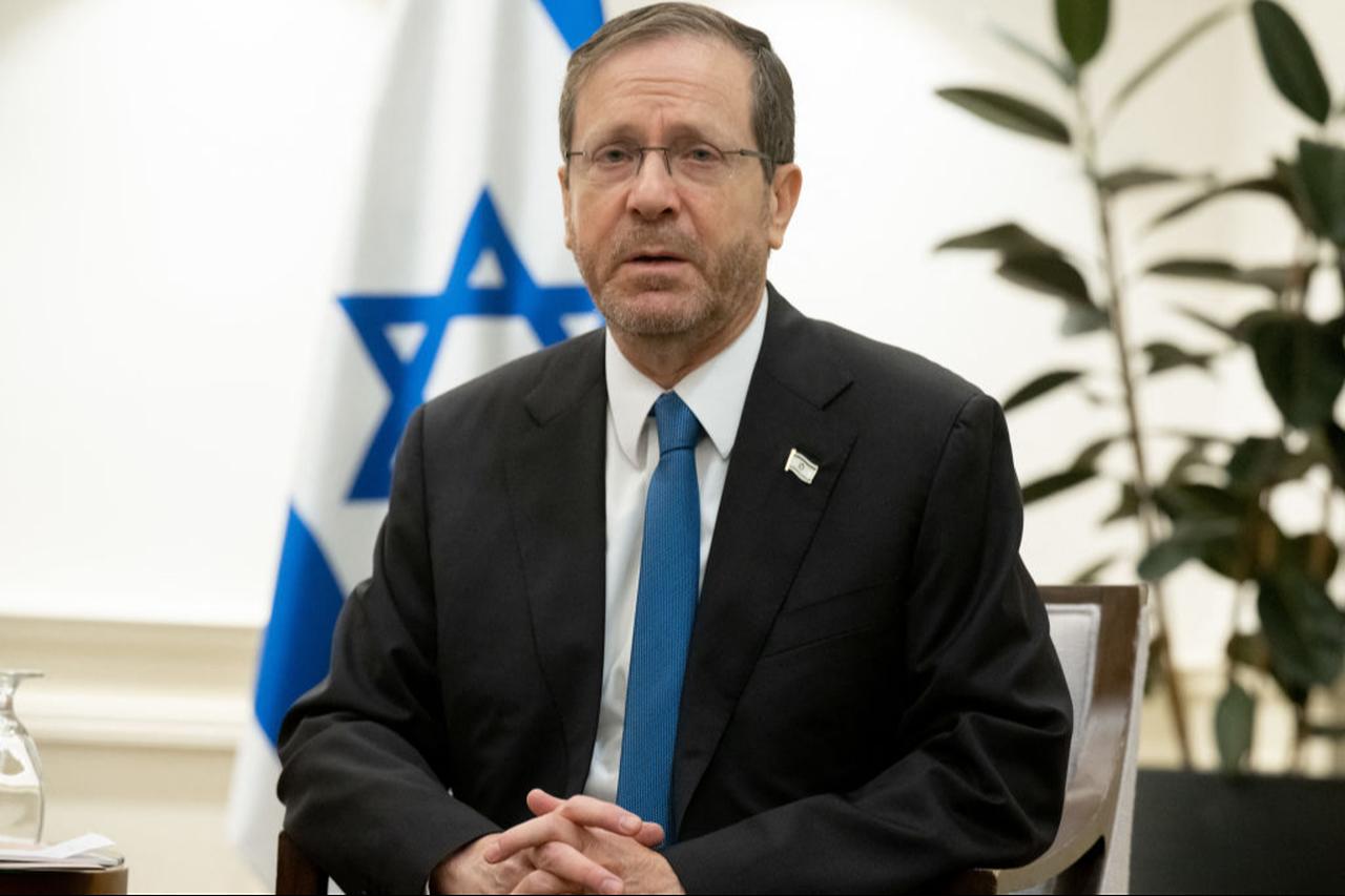 Israel's President Isaac Herzog attends a meeting with the US Secretary of State in Tel Aviv, Israel on Nov. 30, 2023. (AFP Photo)