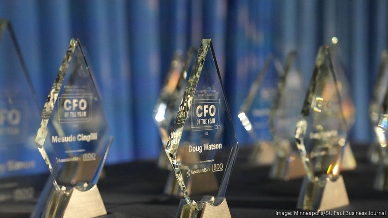 Awards presented at the Minneapolis–St. Paul Business Journal’s 2025 CFO of the Year ceremony. (Photo via Minneapolis/St. Paul Business Journal)