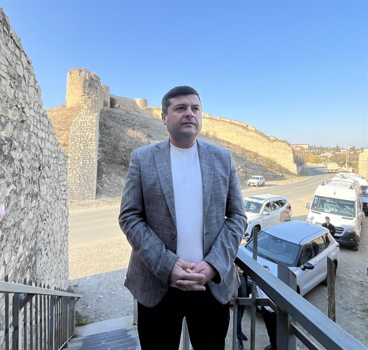 Shamkhal Adigozalov, Public Relations Officer at the Presidential Administration of Azerbaijan, made a statement. Askeran, Azerbaijan, November 11, 2025. (AA Photo)