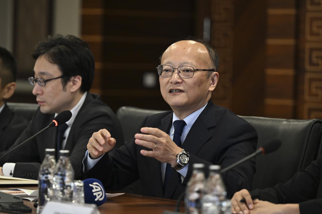Turkish Treasury and Finance Minister Mehmet Simsek meets with President of the Asian Development Bank (ADB) Masato Kanda in Ankara, Türkiye, November 12, 2025. (AA Photo)