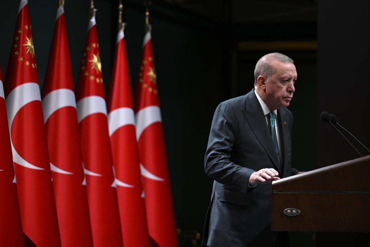 Turkish President Recep Tayyip Erdogan makes statements following a cabinet meeting held at the Presidential Complex in Ankara, Türkiye on Nov. 03, 2025. (AA Photo)