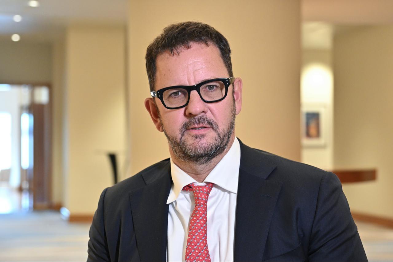 S&P Global Ratings Senior Director Frank Gill speaks to Anadolu Agency in Istanbul, Türkiye, November 12, 2025. (AA Photo)