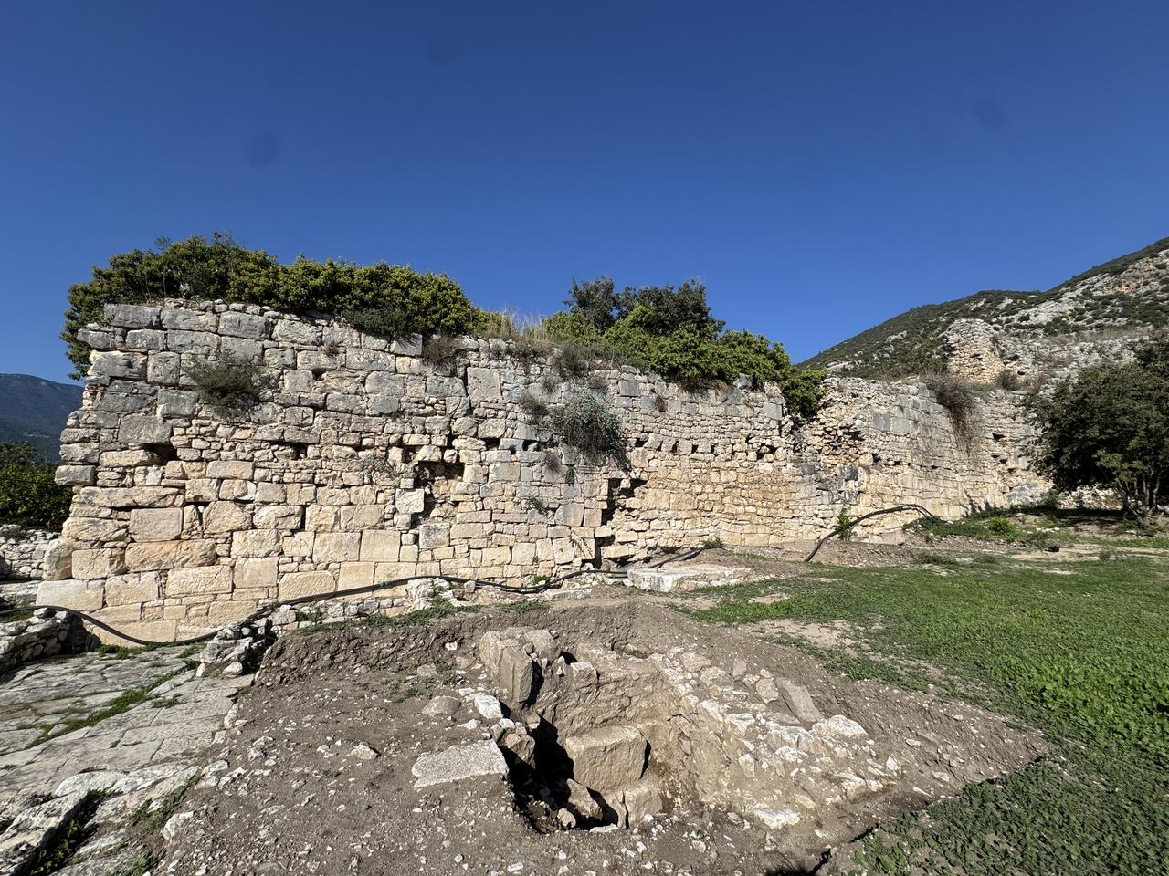 A view of excavation works in the ancient city of Limyra in Antalya’s Finike district have uncovered part of the long-lost Temple of Zeus, known from epigraphic sources since 1982 but never previously found in Antalya, Türkiye, Nov. 11, 2025. (AA Photo)