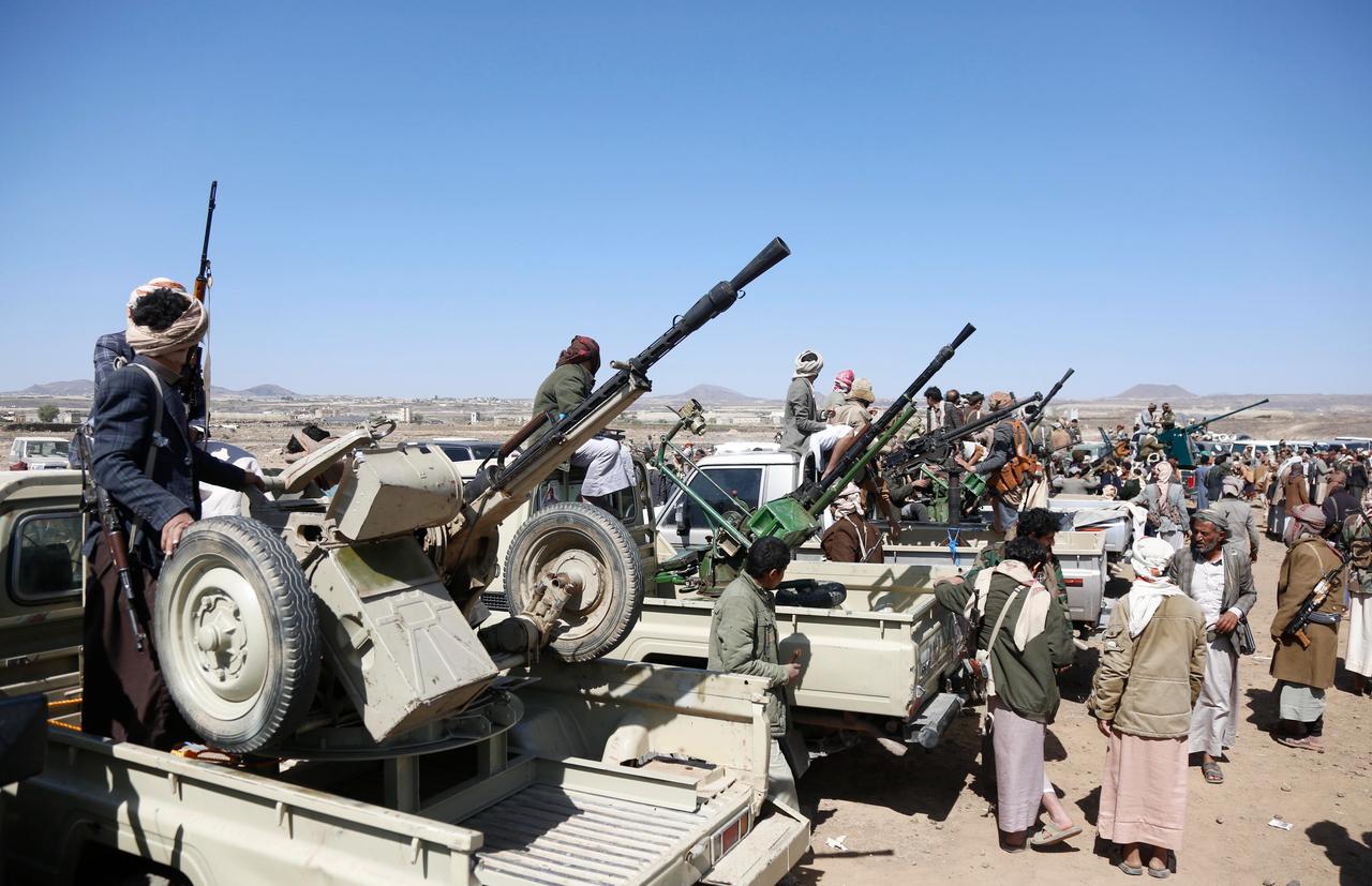 Pro-Houthi tribesmen gathered in Sanaa, a city controlled by the Iranian-backed Houthis in Yemen, and staged a show of force with heavy and light weapons during the protest against the US and Israel in Sanaa, Yemen on Nov. 03, 2025. (AA Photo)