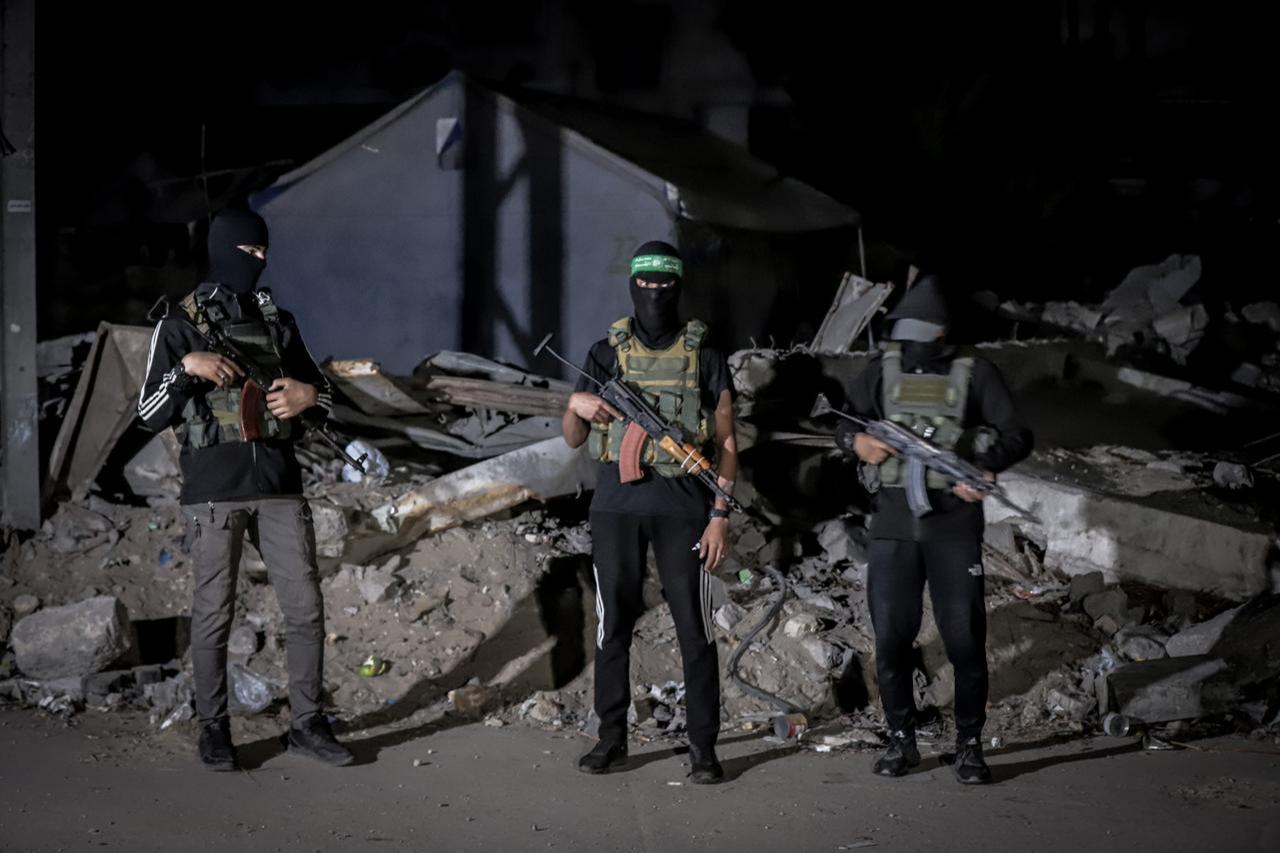 Members of the Al-Qassam Brigades, the armed wing of Hamas in Gaza City, Gaza, on October 15, 2025. (AA Photo)