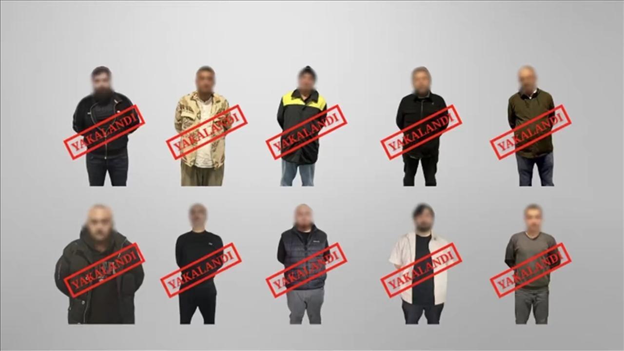 Composite image released by Türkiye’s Interior Ministry showing 10 fugitives apprehended abroad and returned to the country, November 16, 2025. (AA Photo)