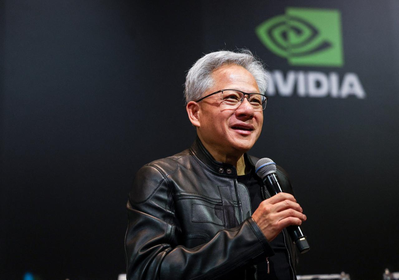 Nvidia Corp. co-founder and CEO Jensen Huang spoke at a press conference in Taipei on May 21, 2025. (AFP Photo)