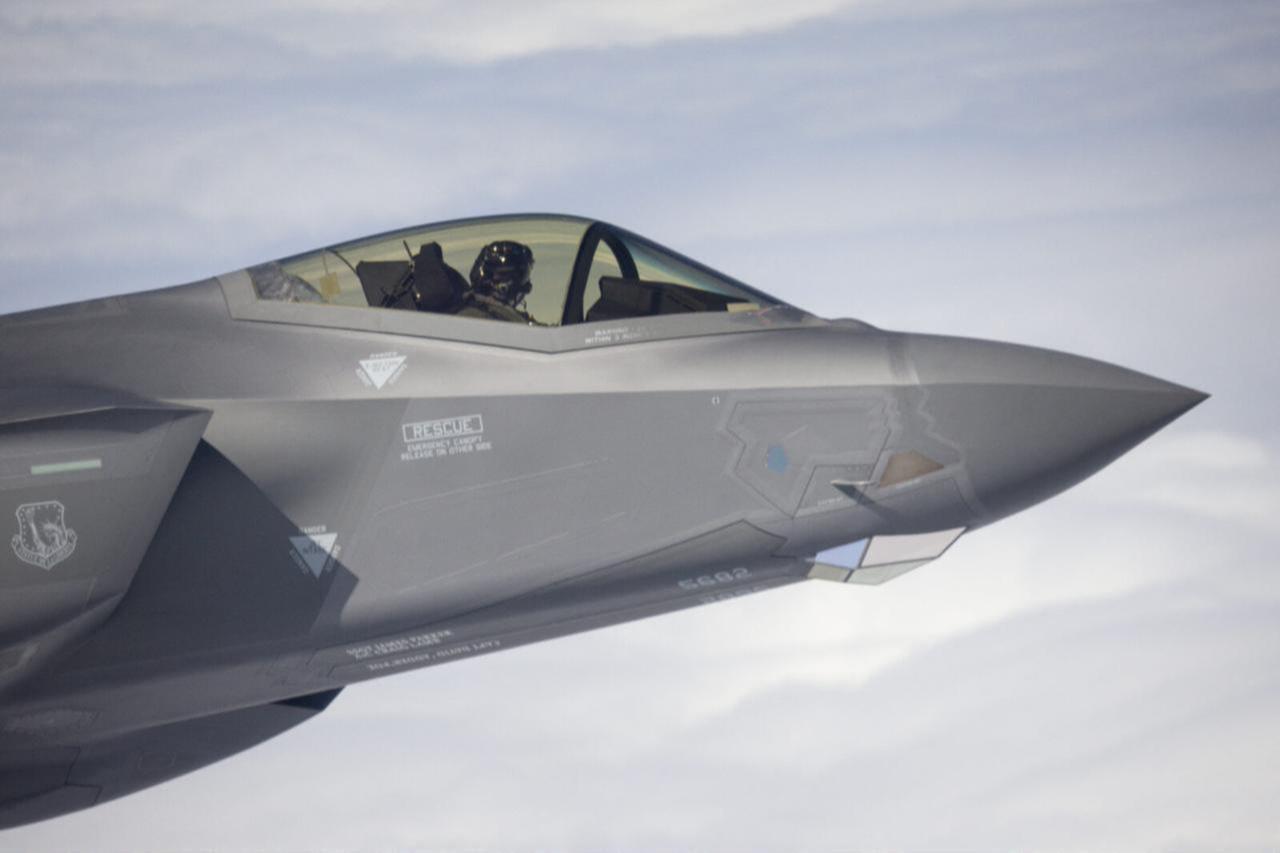 US stealth multirole combat aircraft Lockheed Martin F-35 waiting for an aerial refueling, while he participates in the Ramstein Flag 2024 exercice on October 4, 2024. (AFP Photo)