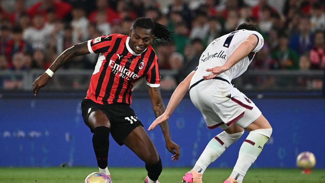 Rafael Leao (left) in action for AC Milan during a Serie A match in Milan, Italy. (AFP Photo)
