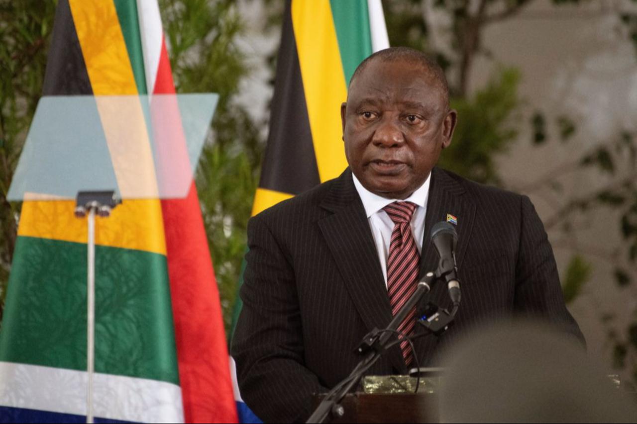 South African President Cyril Ramaphosa speaks during former South African President FW de Klerk's state memorial service at the Groote Kerk church in Cape Town, South Africa on Dec. 12, 2021. (AFP Photo)